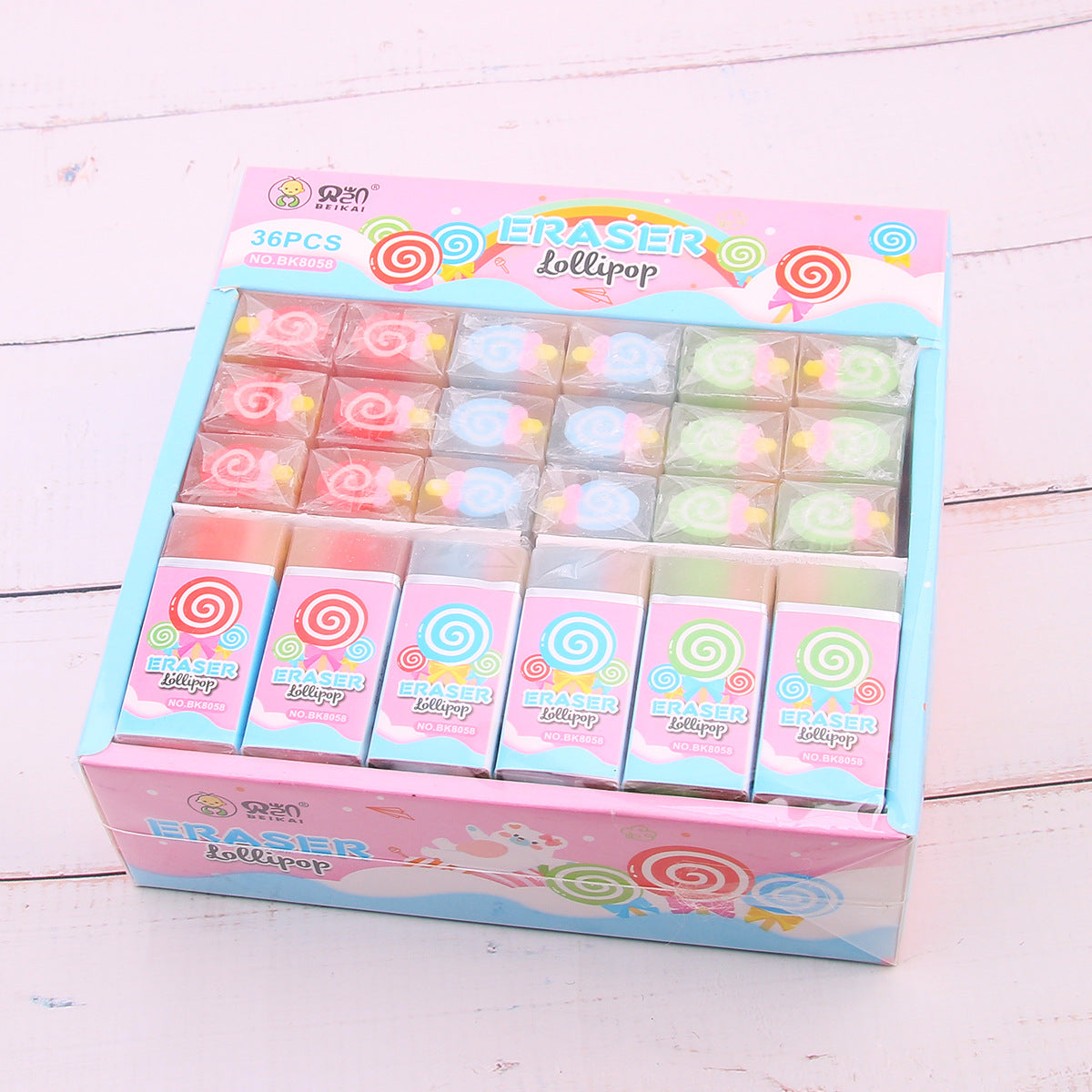 Wholesale PVC Jelly Sandwich 4B Rainbow Transparent Eraser